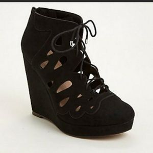 TORRID lace up platform booties
